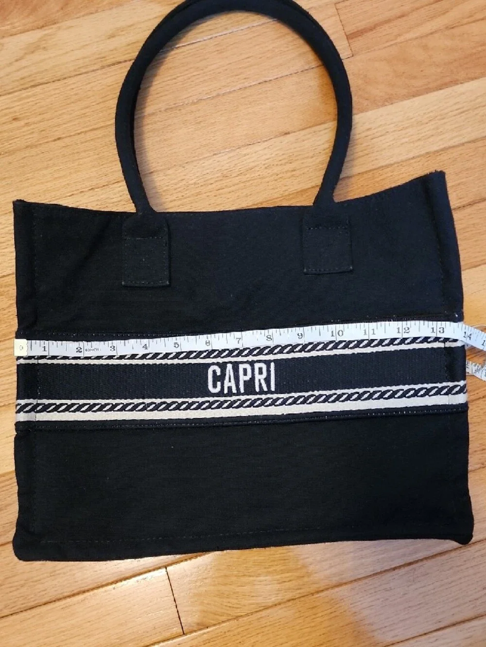 CAPRI Black Canvas Tote and Slide Sandal Set - Picture 3 of 5